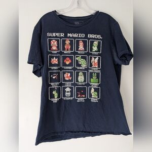 Nintendo Super Mario Bros. Pixel Character Grid Tee - Navy Blue